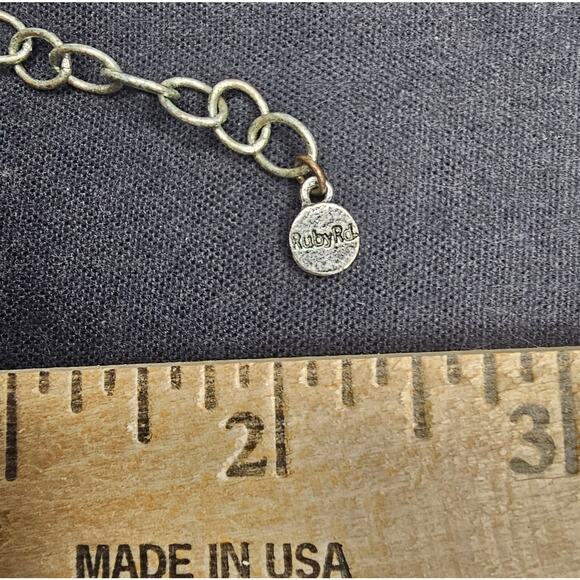 RUBY Rd. ROAD Antiqued Hammered Silver Coin Bib Necklace Earrings Jewelry Set - Picture 3 of 5